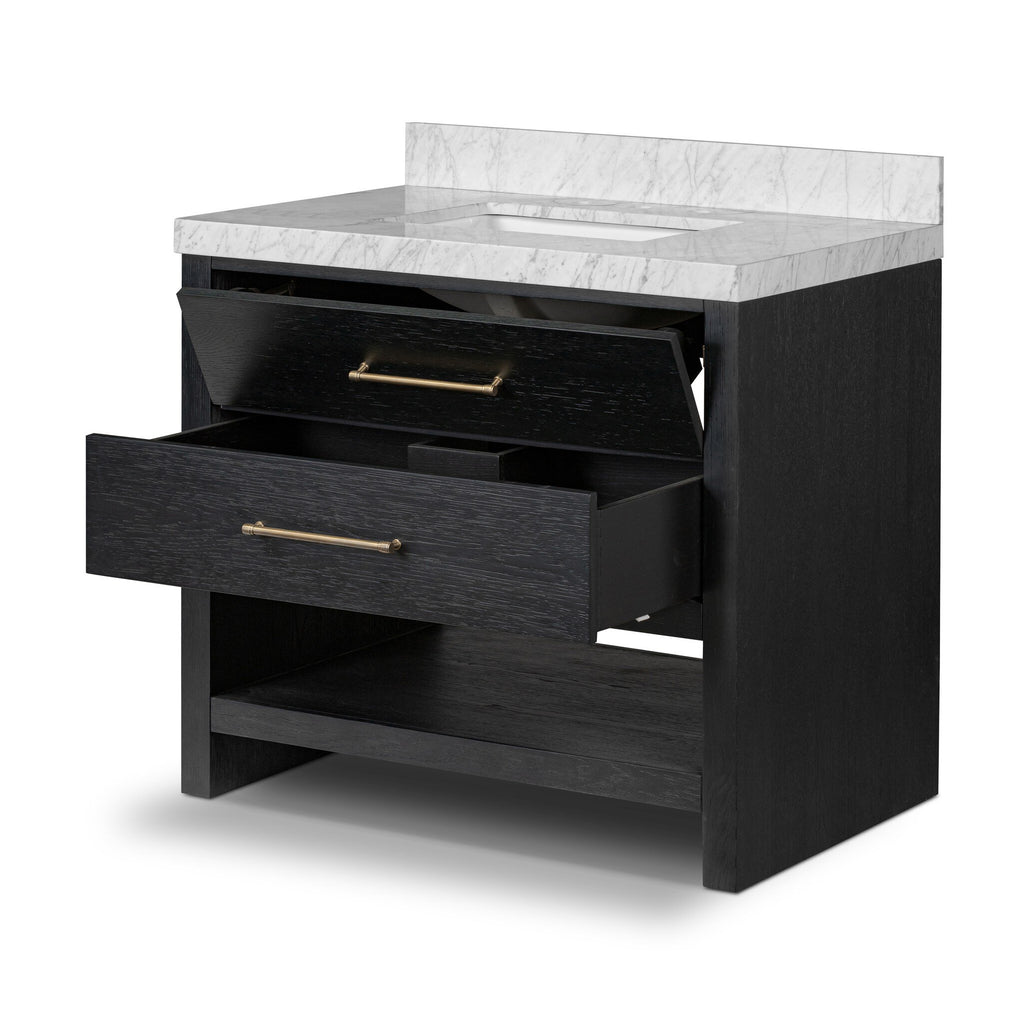 Anthem Single Vanity - Black Wash Oak Veneer