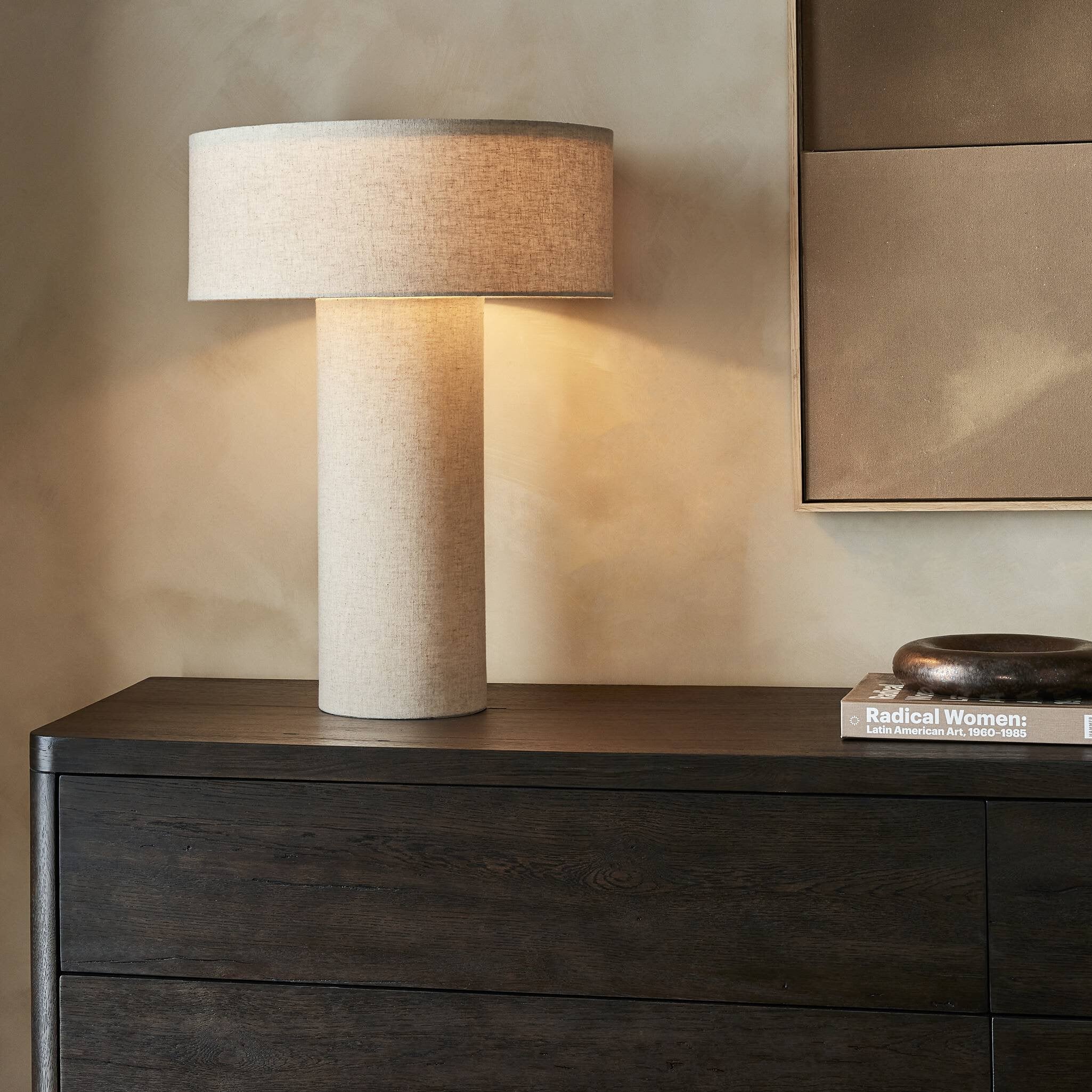 Hensley Table Lamp - Antique Brass Iron | Flax Linen