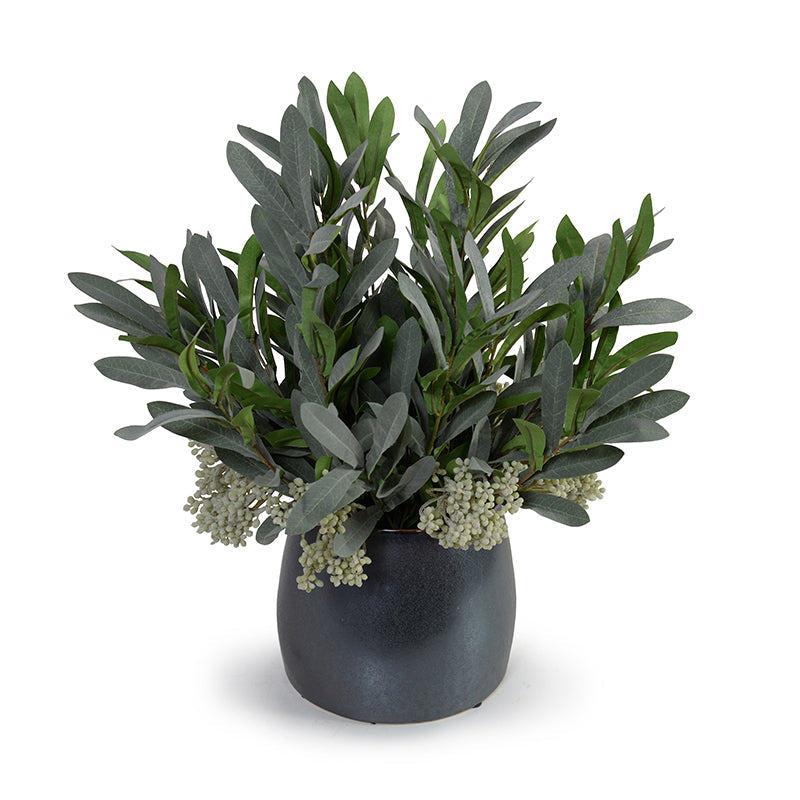 Olive Branches & Lace Berry in Porcelain 18"H Metallic Black Porcelain
