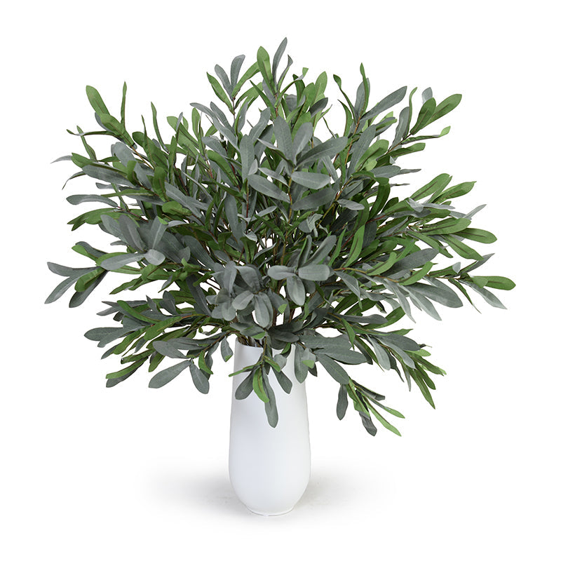 Olive branches in Tall Porcelain Vase, 30"H White Porcelain