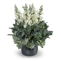 Snapdragons, Lamb's Ear, Euphorbia in Porcelain, 20"H Metallic Black Porcelain