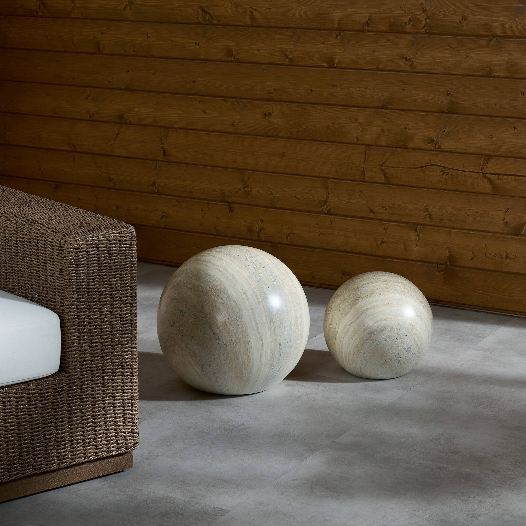 Mairo Sphere - Natural Grey Faux Marble | Large