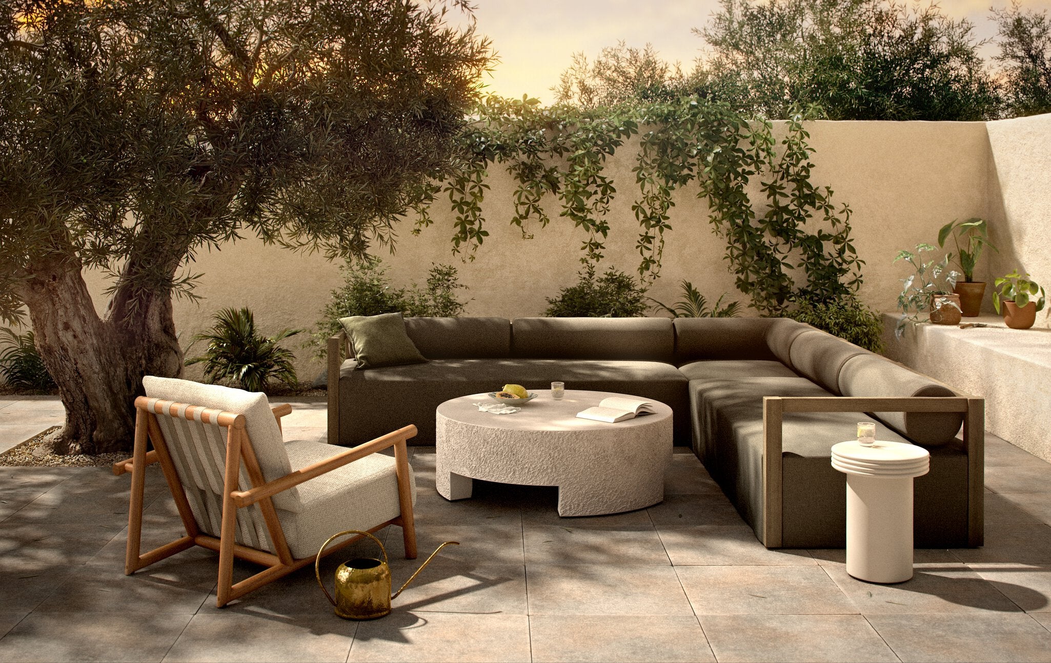 Laskin Outdoor 3Pc Sectional - Alessi Fawn