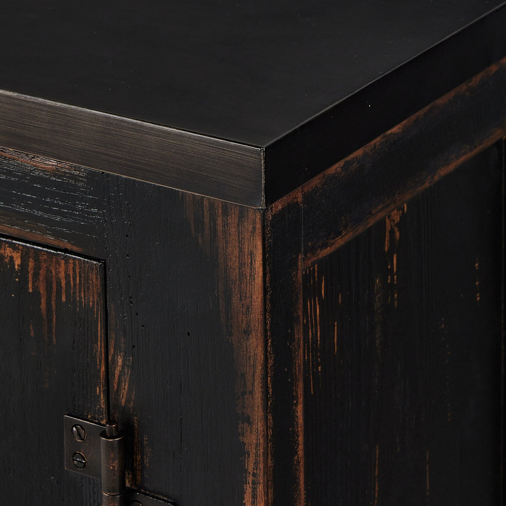 The Humptulips River Moonshine Cabinet - Distressed Burnt Black