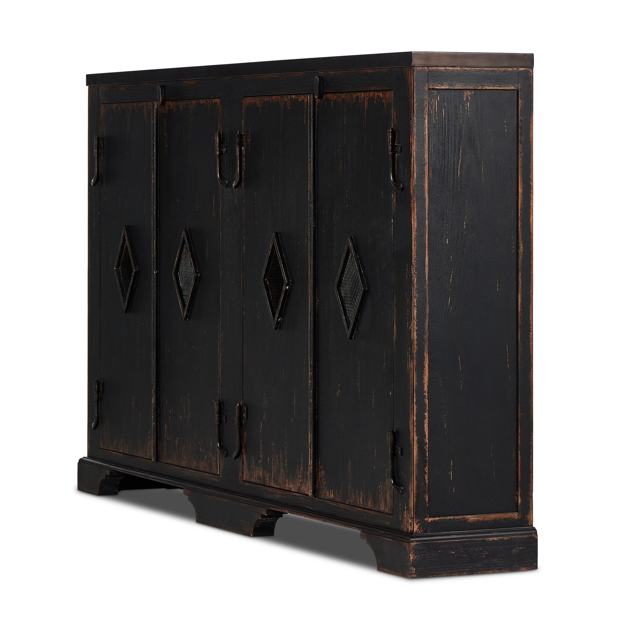 The Humptulips River Moonshine Cabinet - Distressed Burnt Black