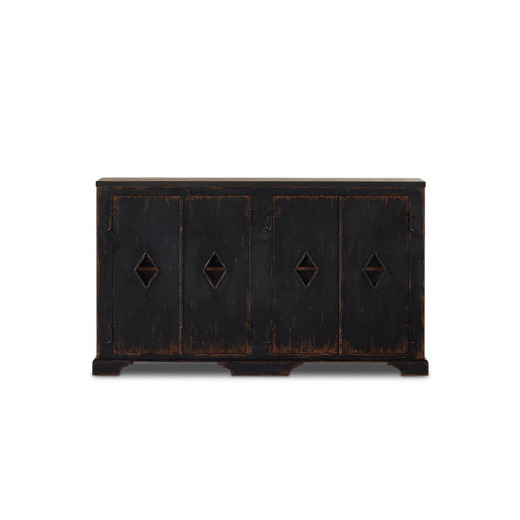 The Humptulips River Moonshine Cabinet - Distressed Burnt Black