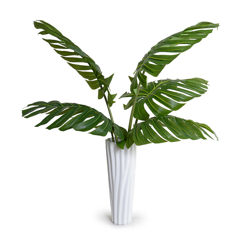 Monstera Leaves in Porcelain 40"H White Porcelain