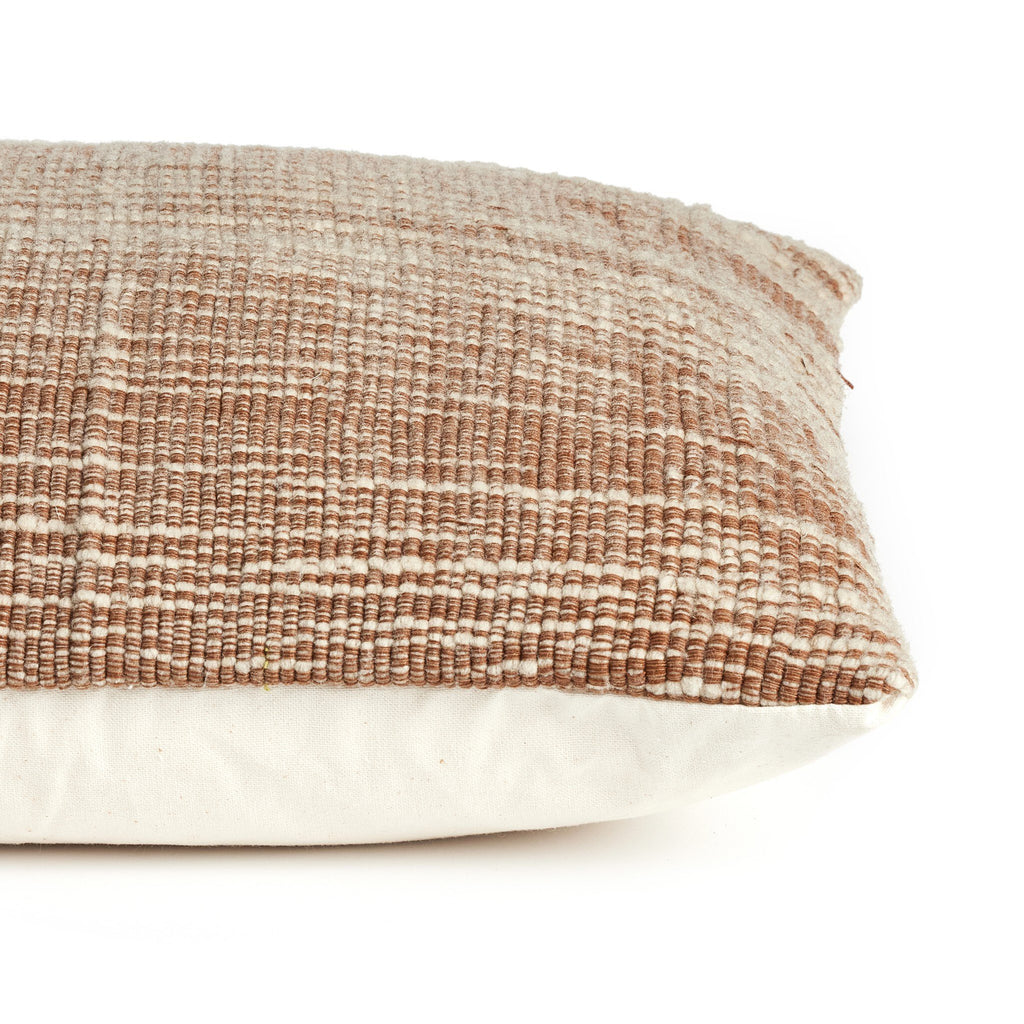 Handwoven Stripe Wool Pillow - Natural Wool