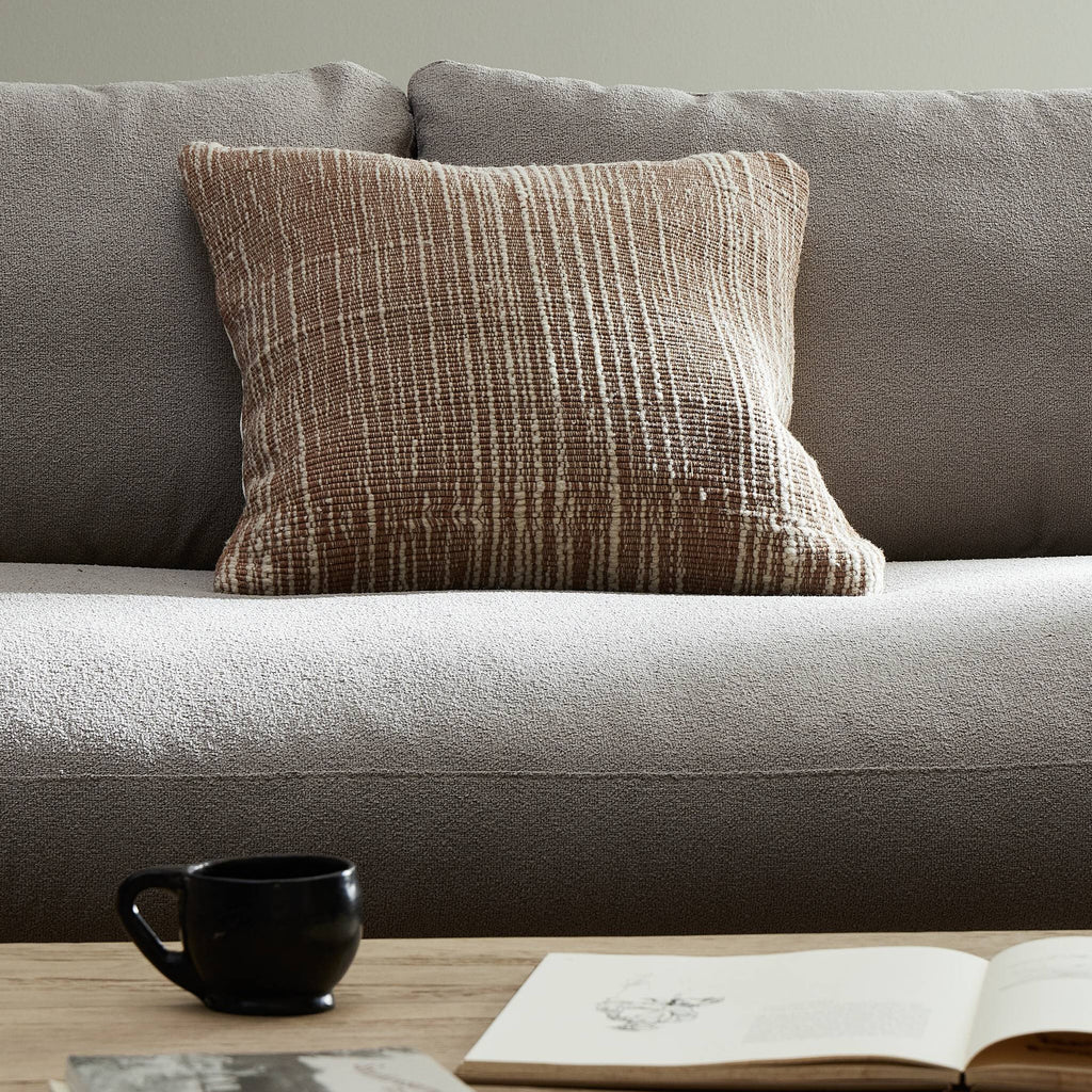 Handwoven Stripe Wool Pillow - Natural Wool