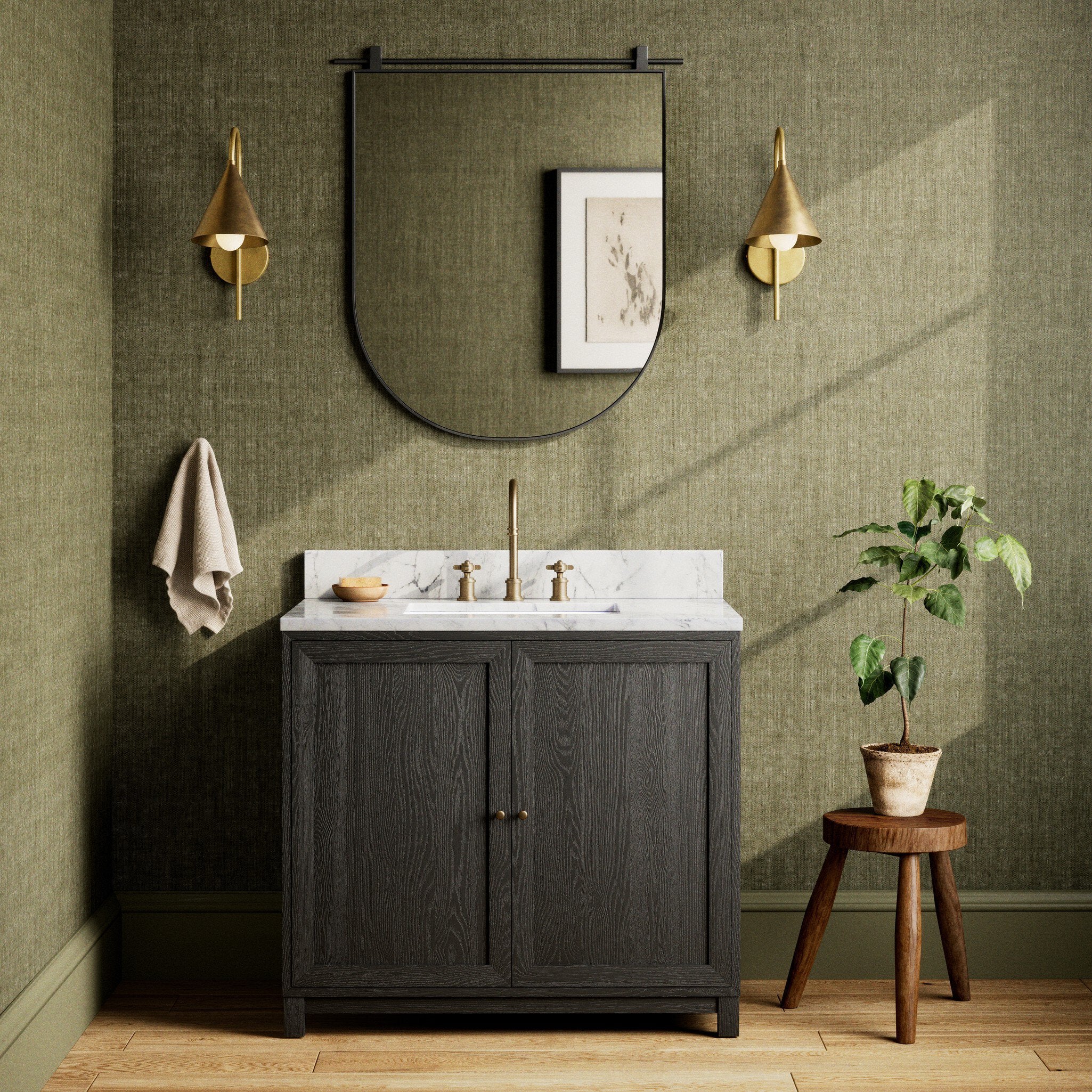 Millie Single Vanity - Satin Drifted Black Veneer