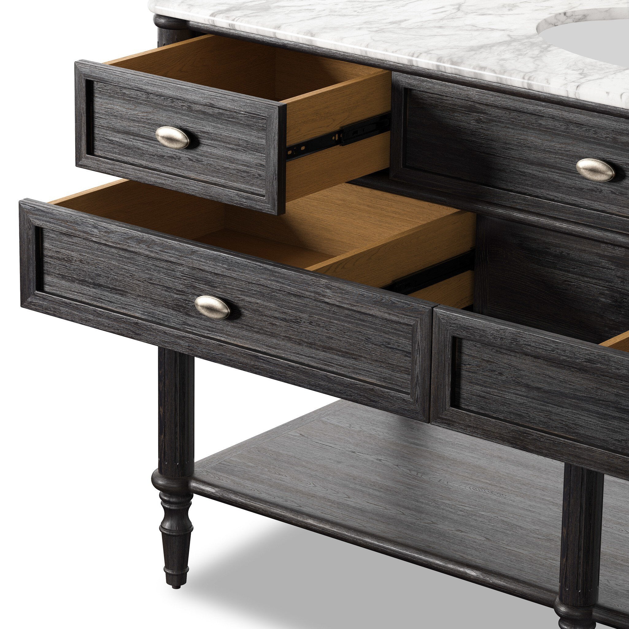 Toulouse Single Wide Vanity - Satin Black Veneer