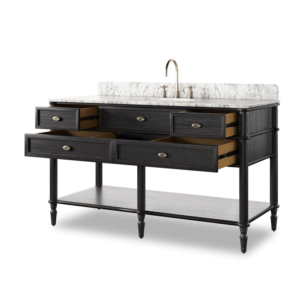 Toulouse Single Wide Vanity - Satin Black Veneer