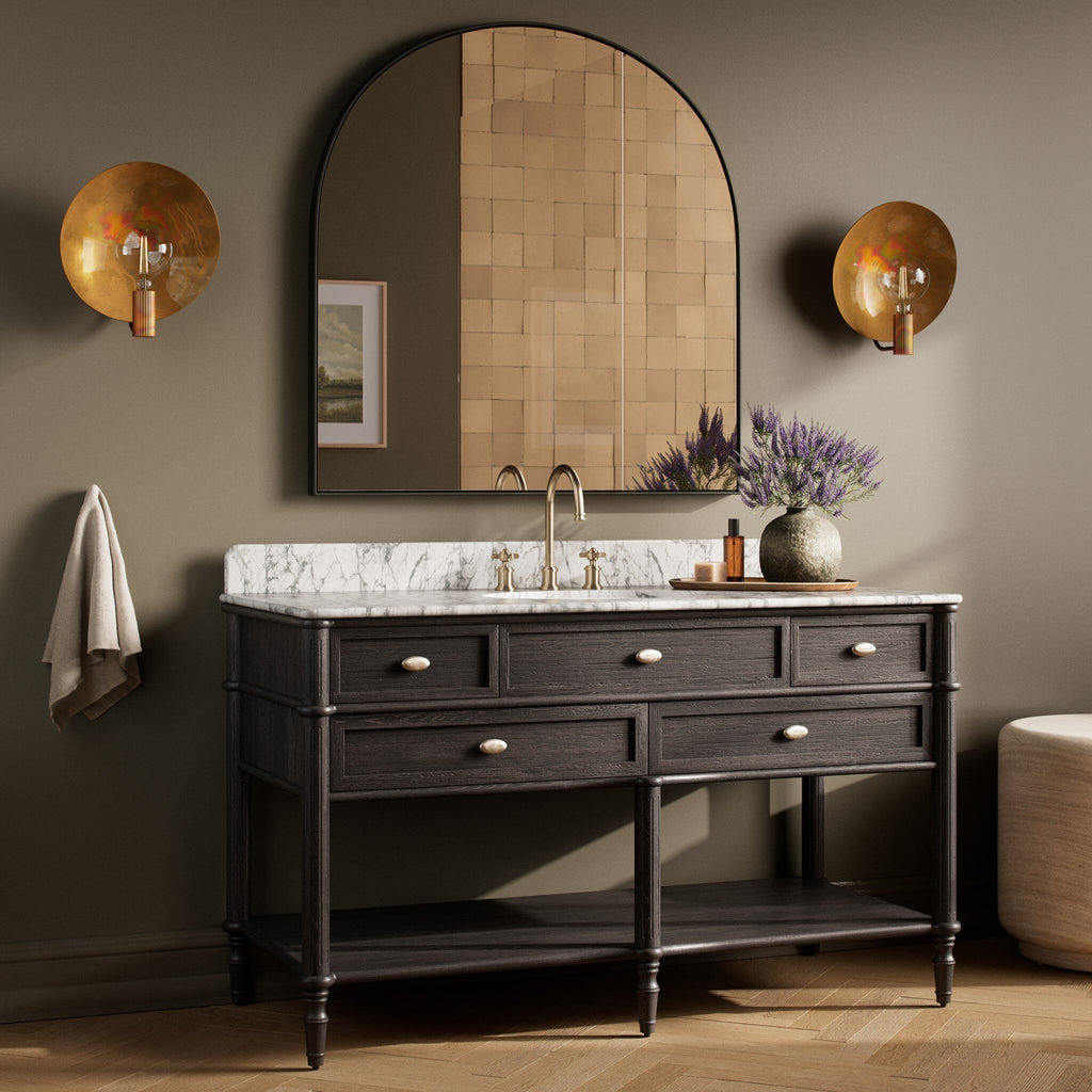 Toulouse Single Wide Vanity - Satin Black Veneer