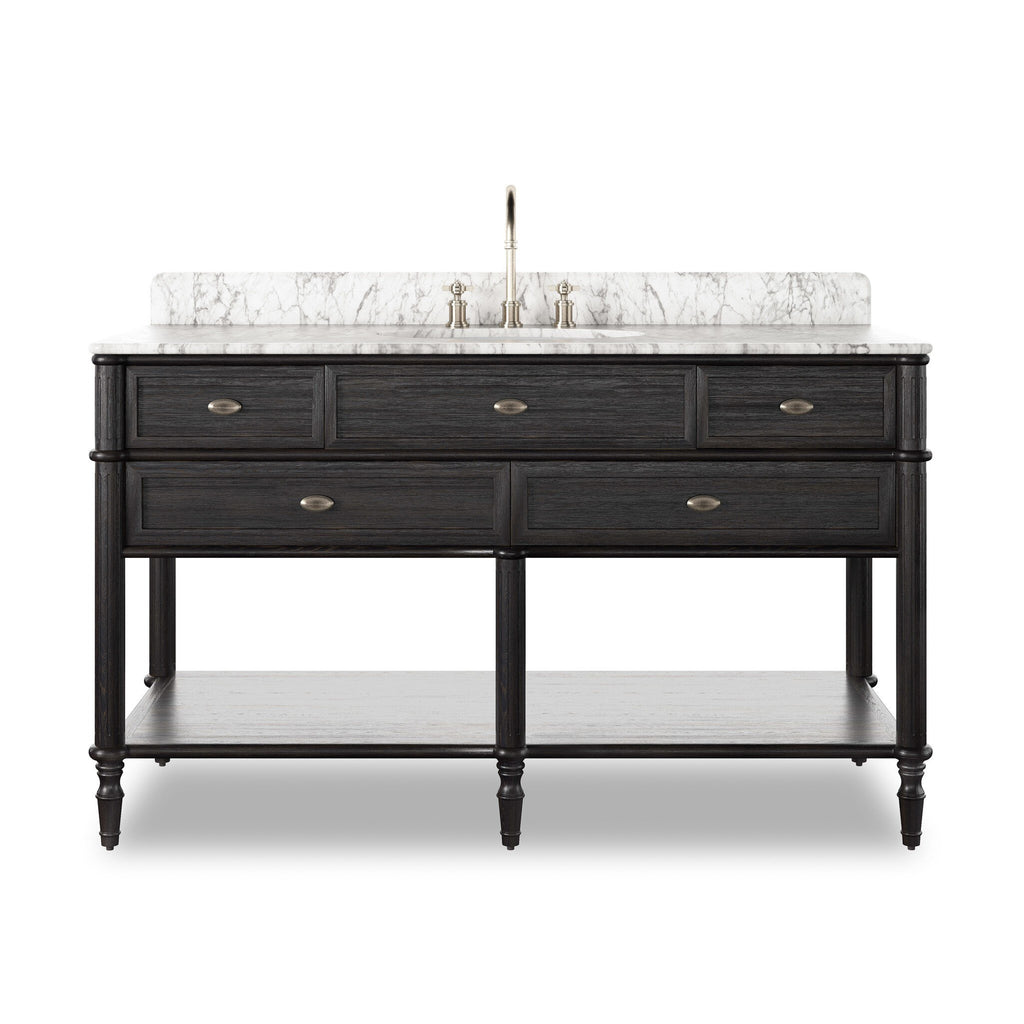 Toulouse Single Wide Vanity - Satin Black Veneer