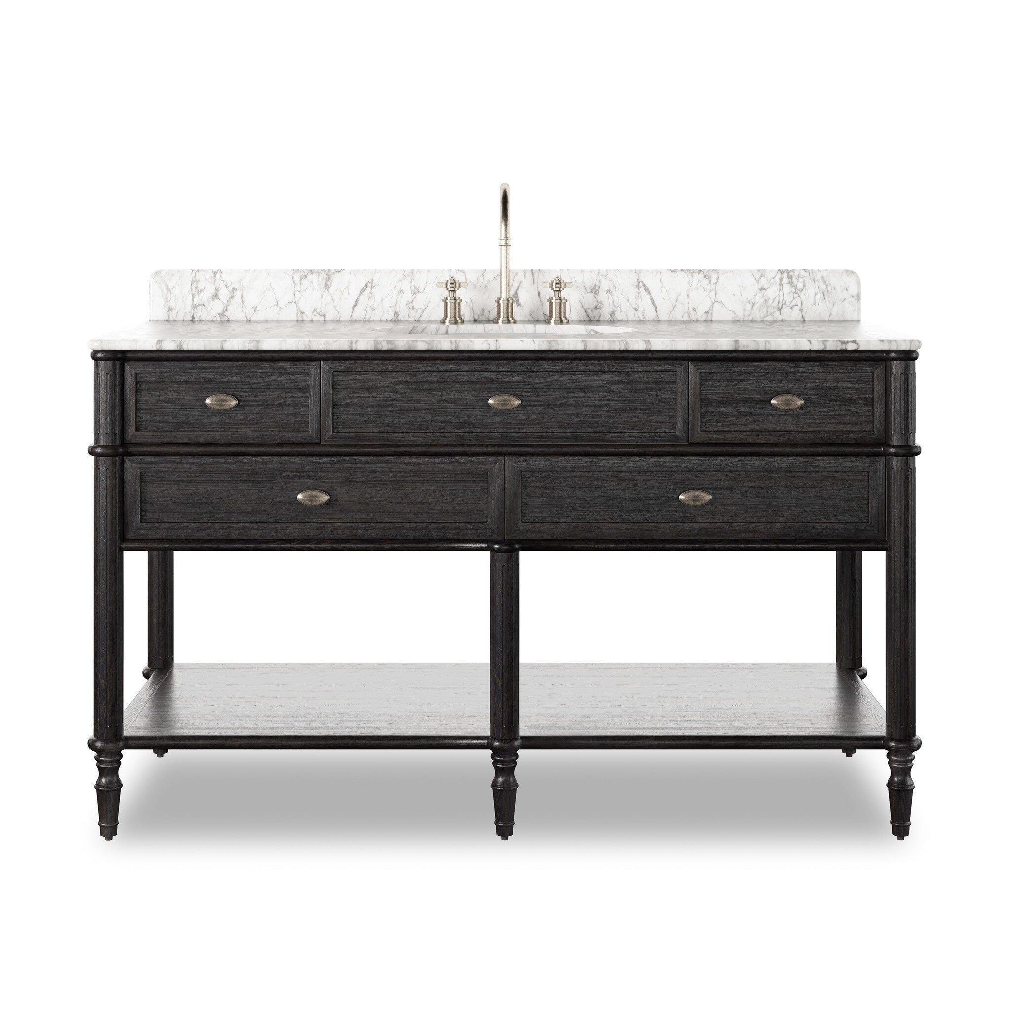 Toulouse Single Wide Vanity - Satin Black Veneer