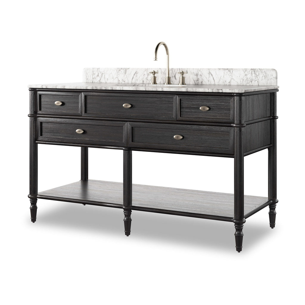 Toulouse Single Wide Vanity - Satin Black Veneer