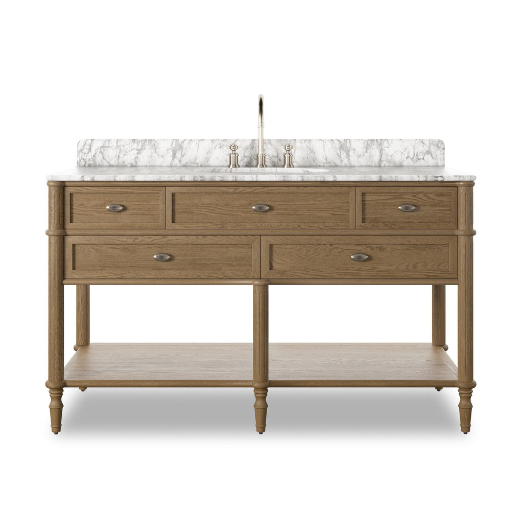 Toulouse Single Wide Vanity - Washed Blonde Oak Veneer