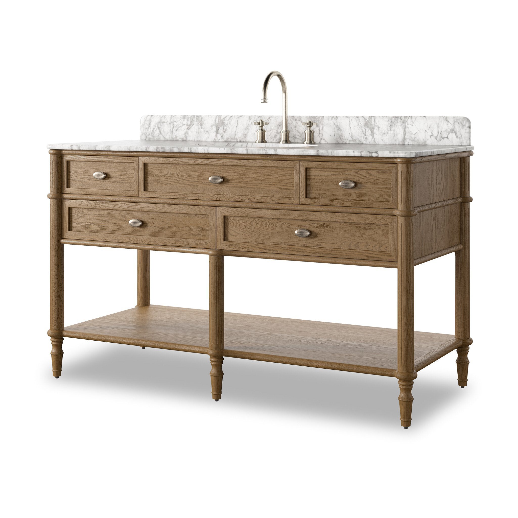 Toulouse Single Wide Vanity - Washed Blonde Oak Veneer