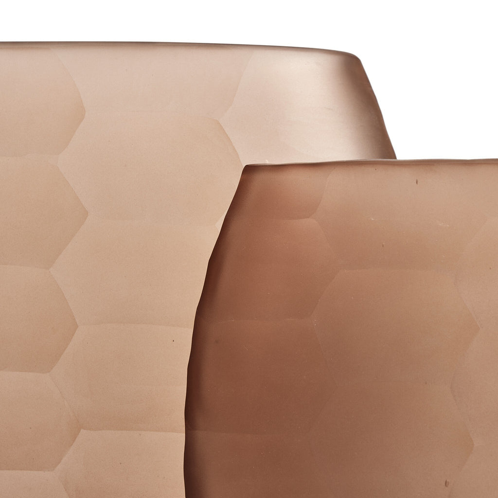Textured Glass Oval Vases - Smoked Textured Glass