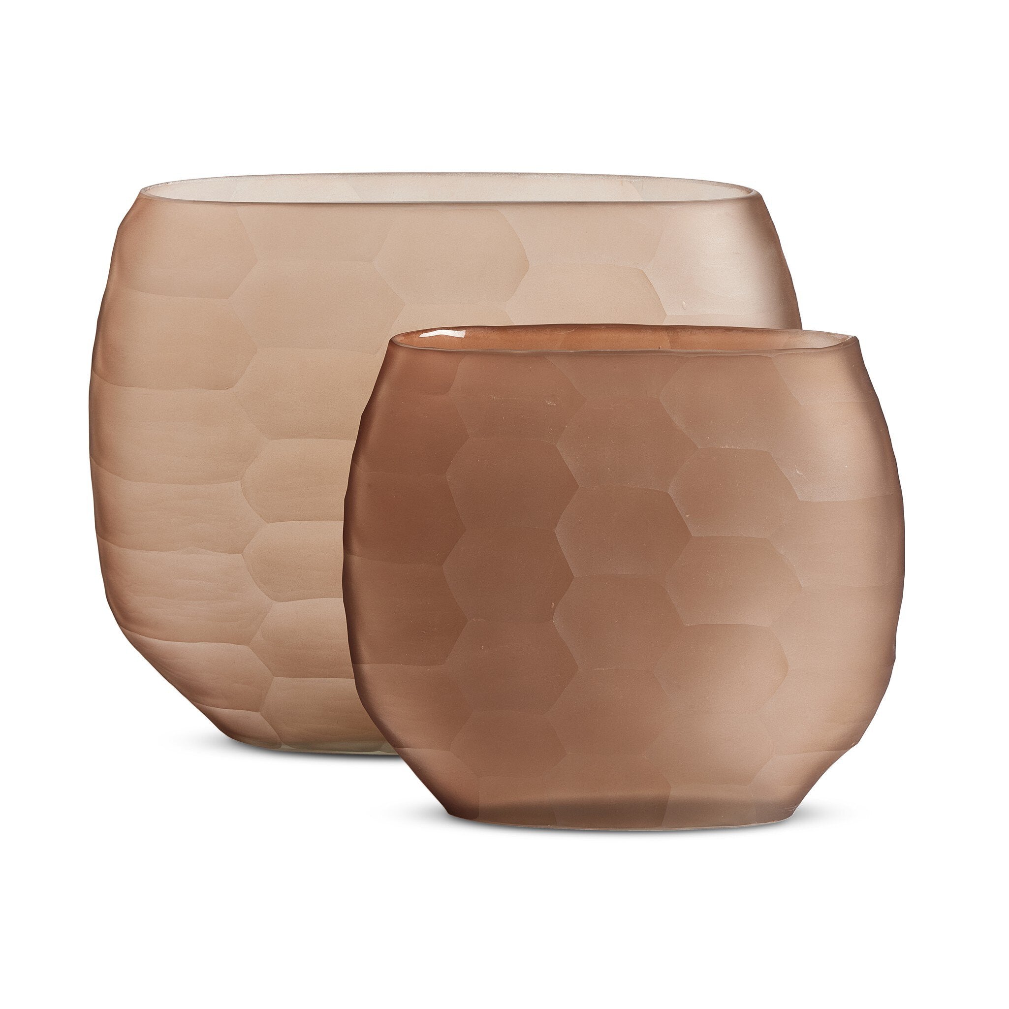 Textured Glass Oval Vases - Smoked Textured Glass