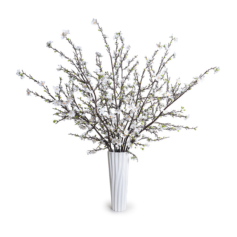 Quince Branches in Porcelain, 60"H White Porcelain