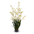 Zygopetalum Orchid in Porcelain 58"H Metallic Black Porcelain