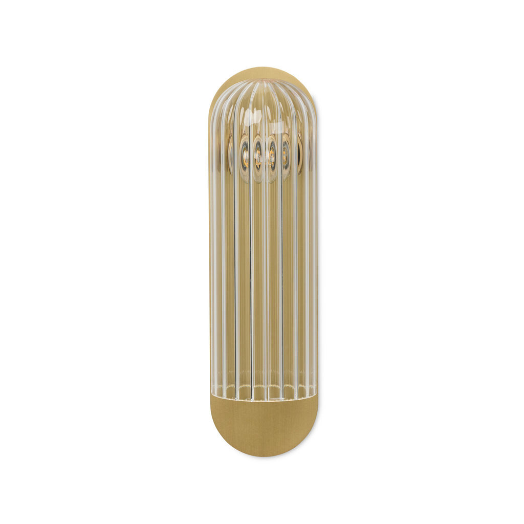 Odyssey Large Sconce - Burnished Brass | Clear Ribbon Glass