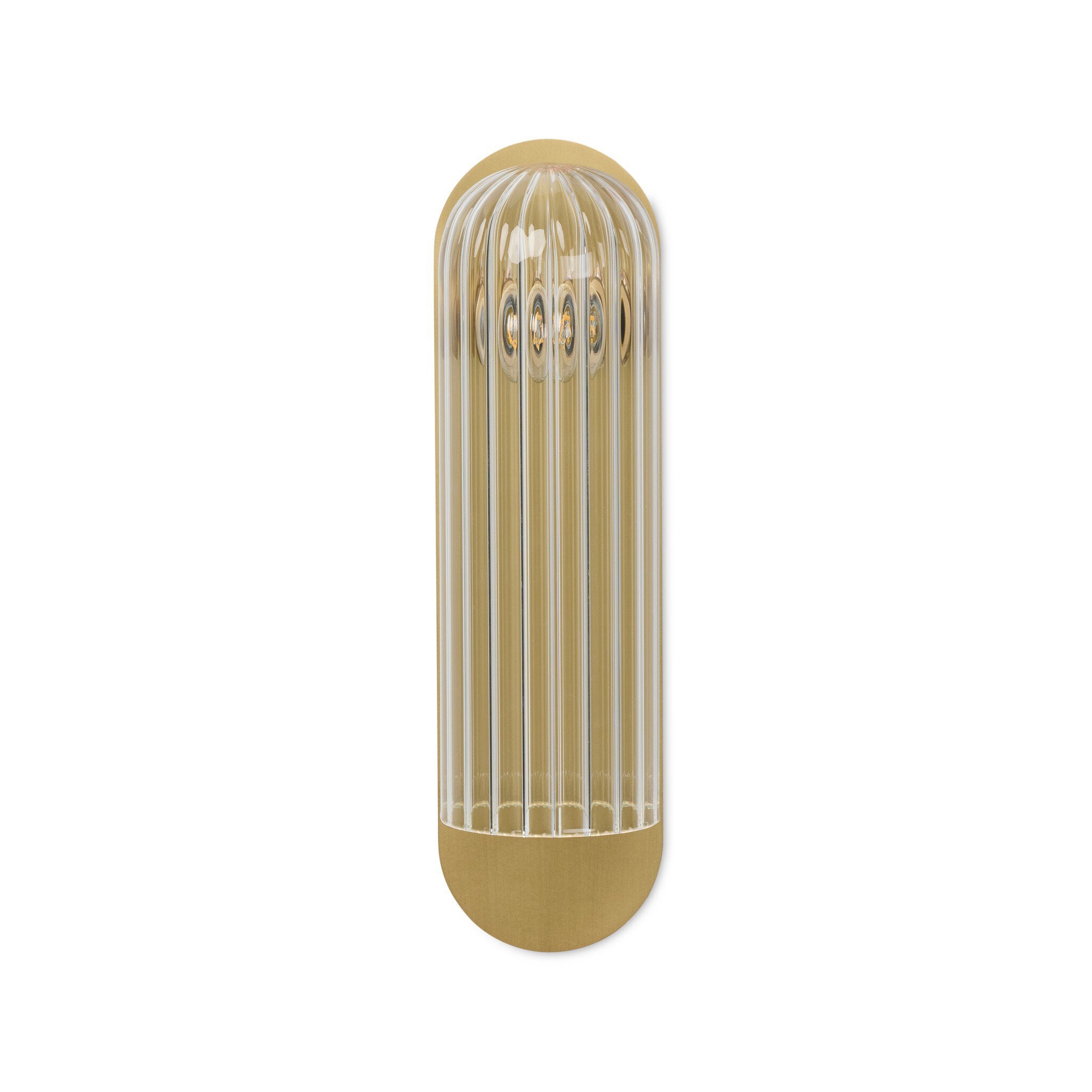 Odyssey Large Sconce - Burnished Brass | Clear Ribbon Glass