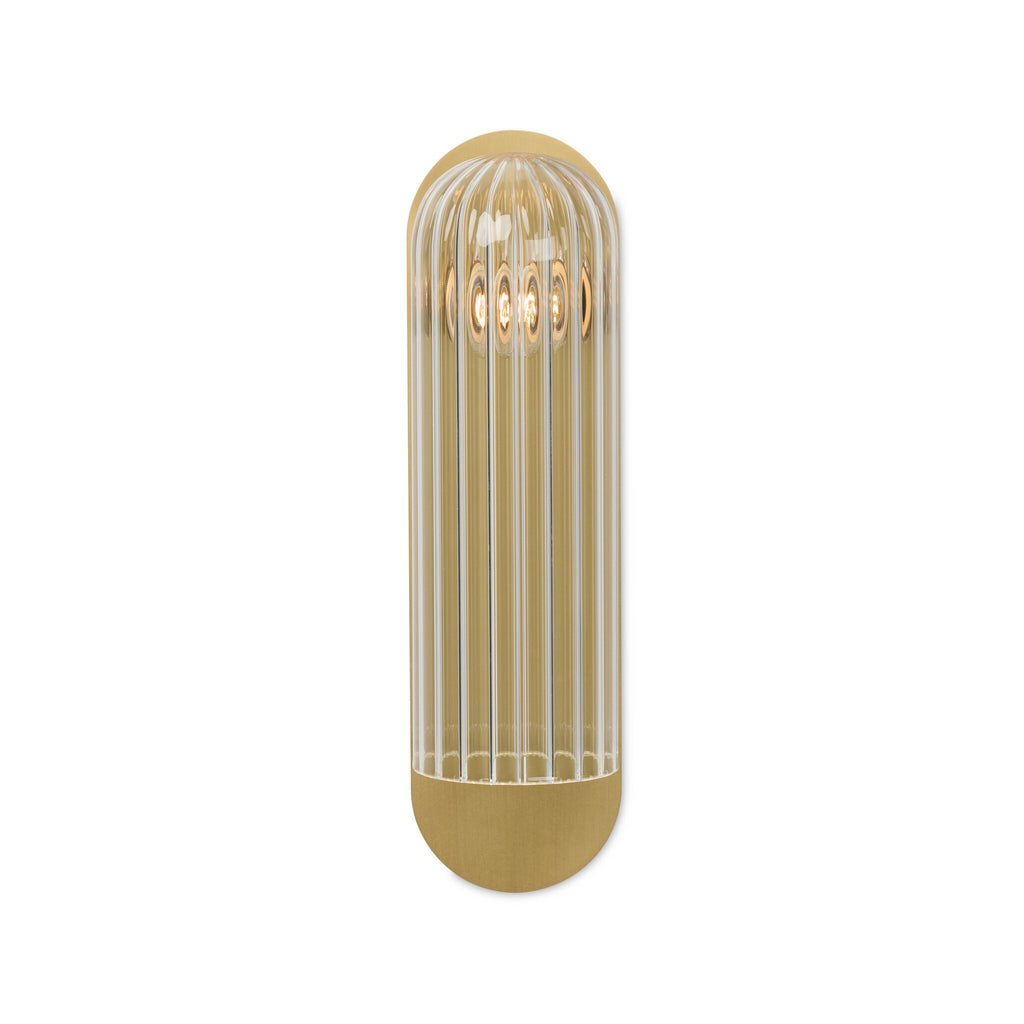 Odyssey Large Sconce - Burnished Brass | Clear Ribbon Glass