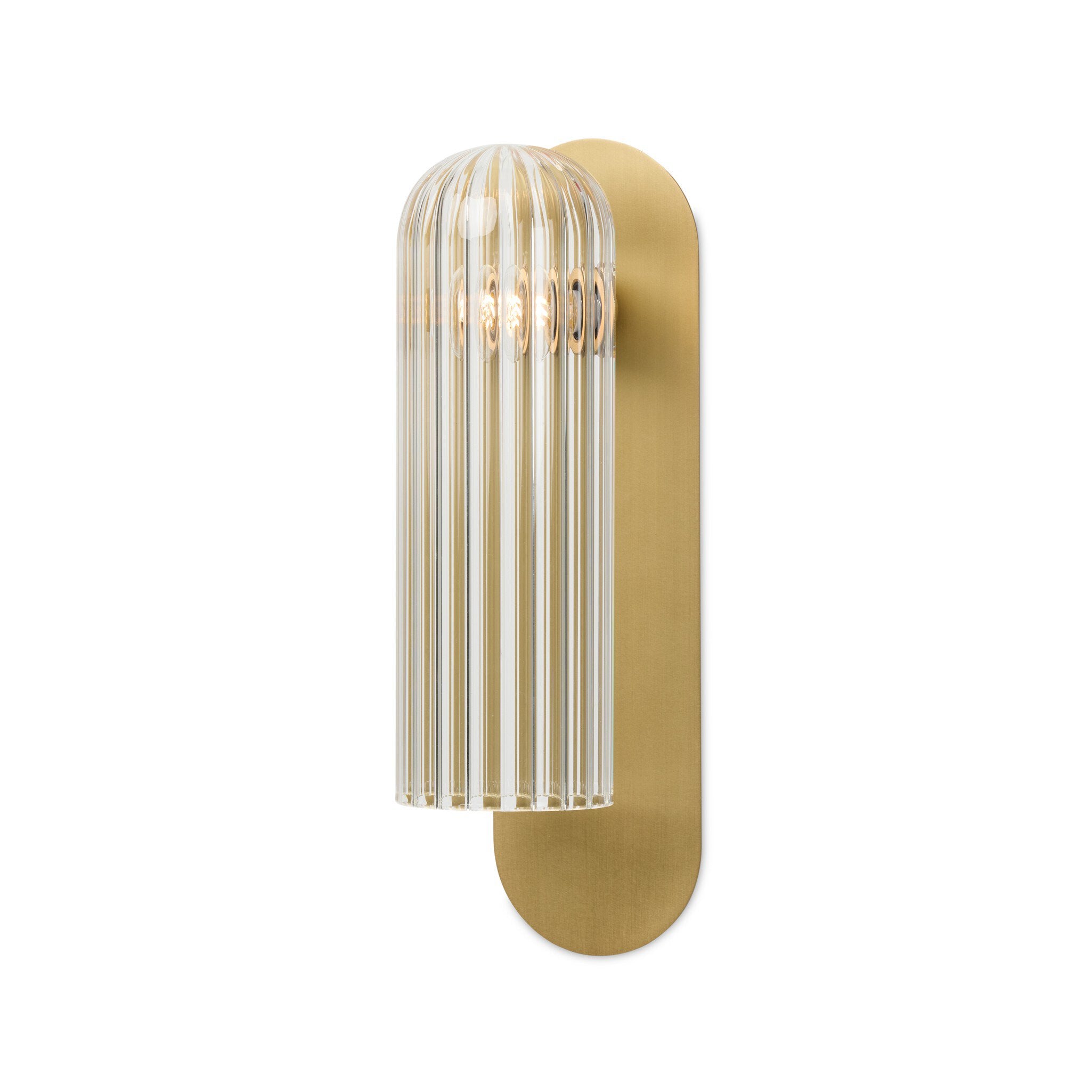Odyssey Large Sconce - Burnished Brass | Clear Ribbon Glass