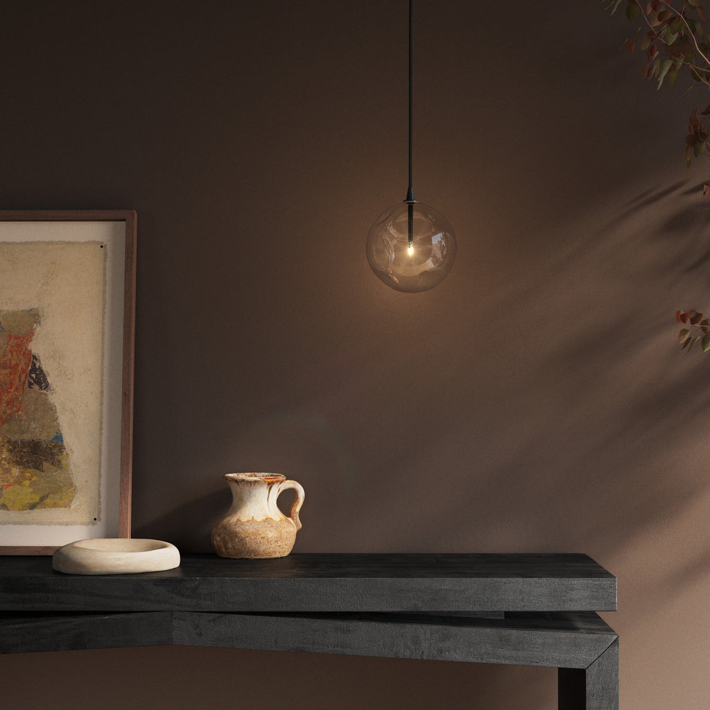 Glass Globe Pendant - Black Gunmetal
