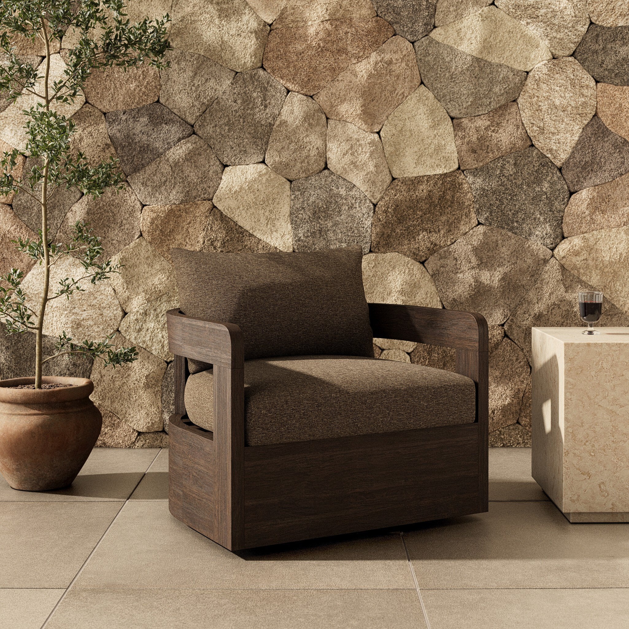 Jackson Outdoor Swivel Chair - Ellor Brown