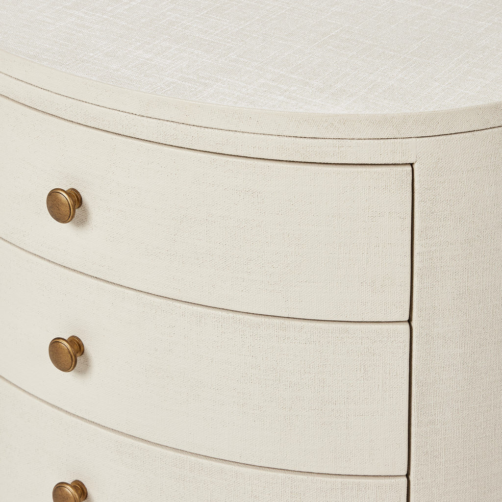 Amelia Oval Nightstand - Ivory Painted Linen