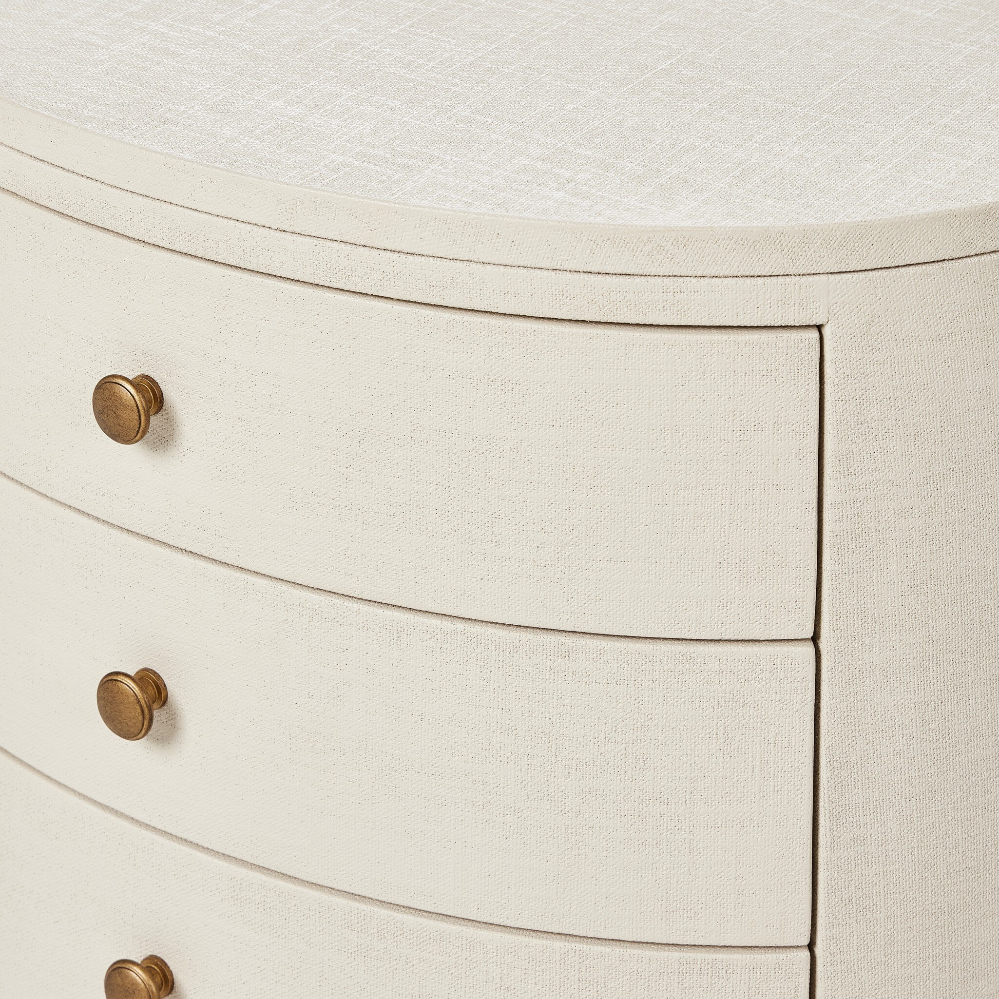 Amelia Oval Nightstand - Ivory Painted Linen