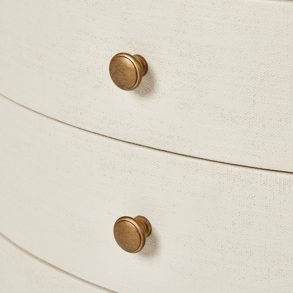 Amelia Oval Nightstand - Ivory Painted Linen