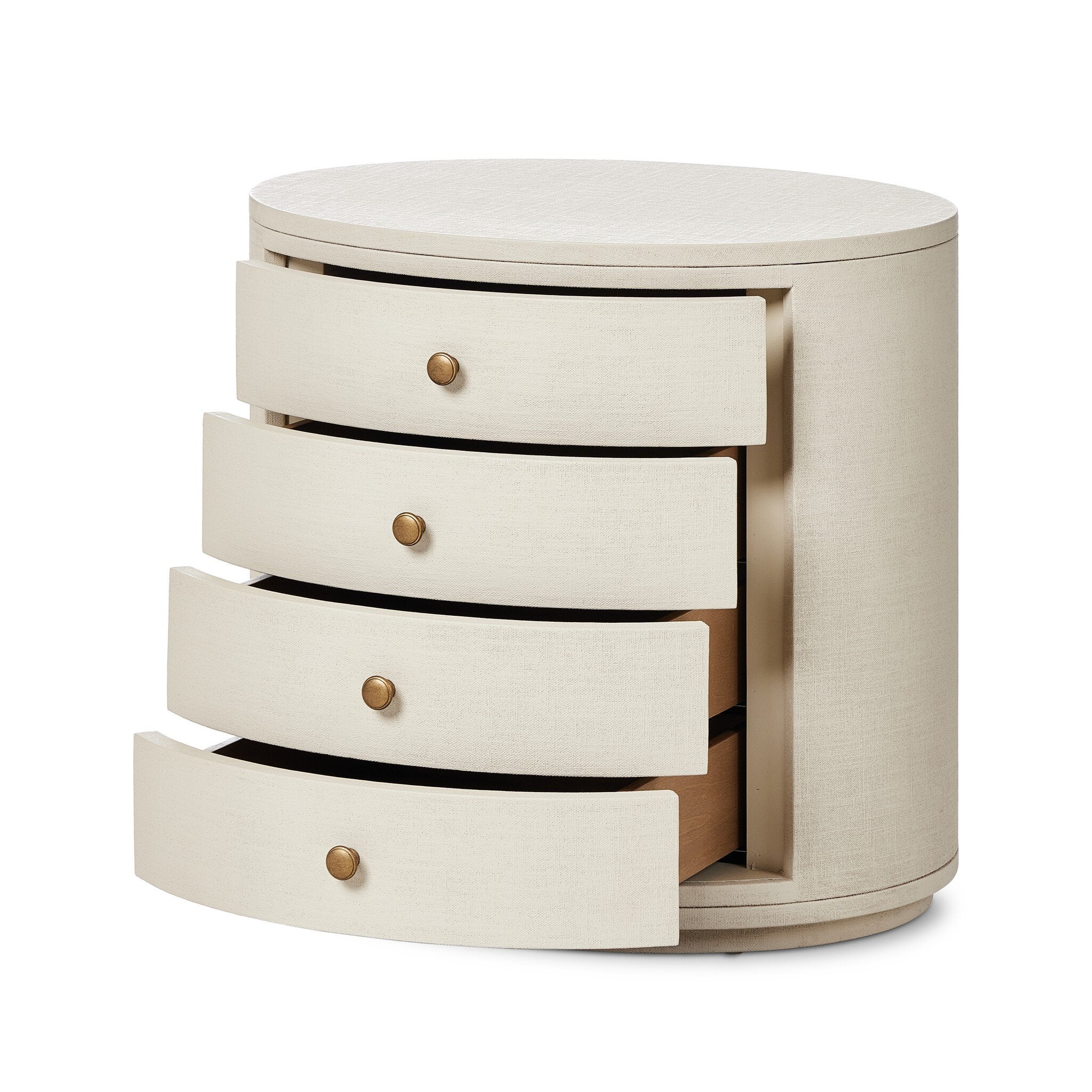 Amelia Oval Nightstand - Ivory Painted Linen