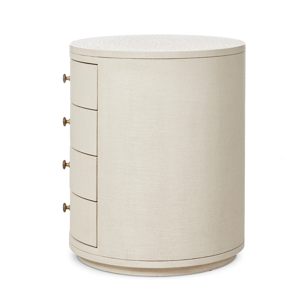 Amelia Oval Nightstand - Ivory Painted Linen