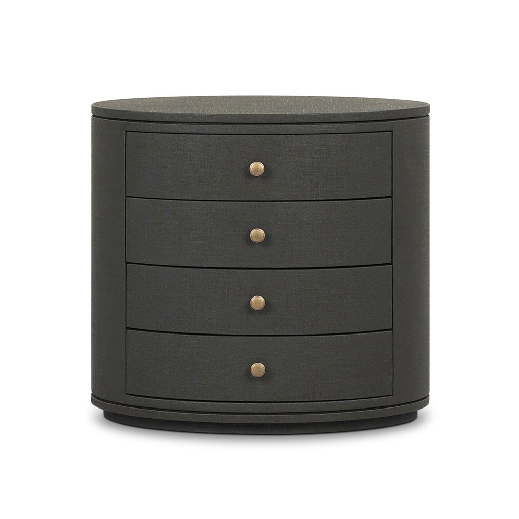 Amelia Oval Nightstand - Dark Green Lacquered Linen