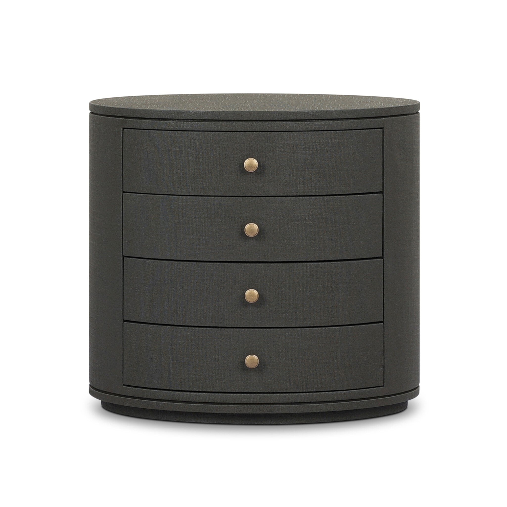 Amelia Oval Nightstand - Dark Green Lacquered Linen
