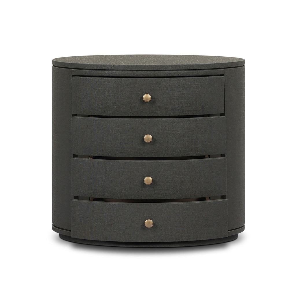 Amelia Oval Nightstand - Dark Green Lacquered Linen
