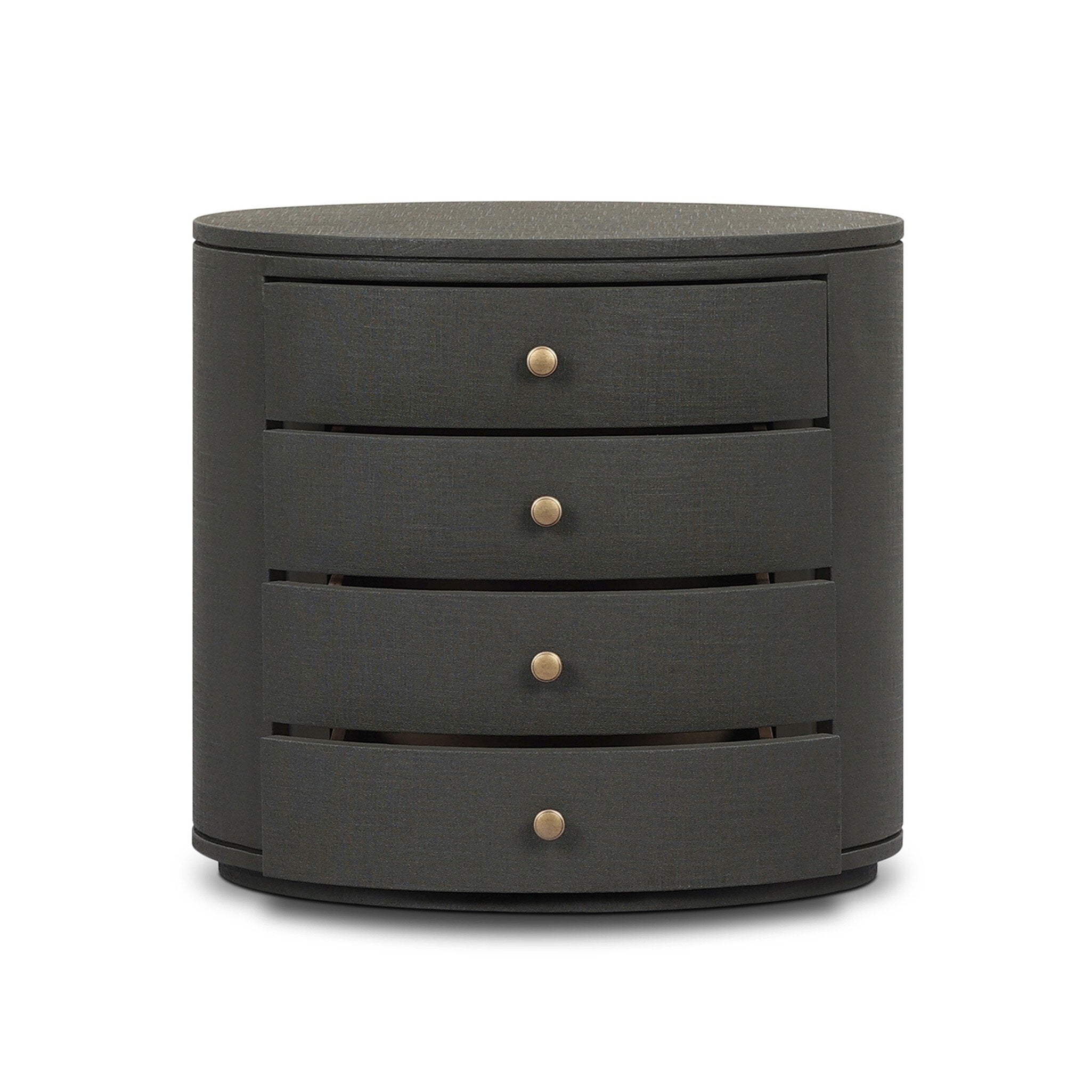 Amelia Oval Nightstand - Dark Green Lacquered Linen