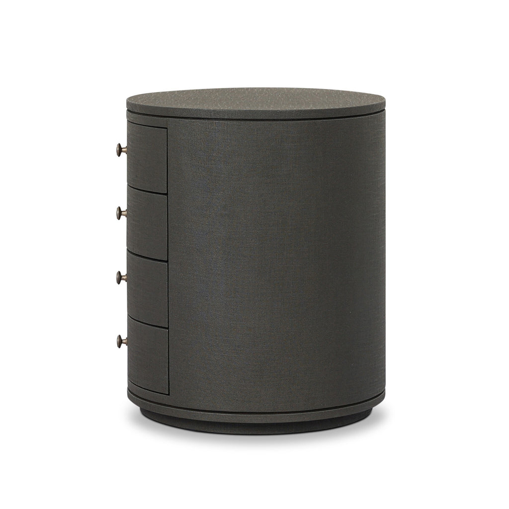Amelia Oval Nightstand - Dark Green Lacquered Linen