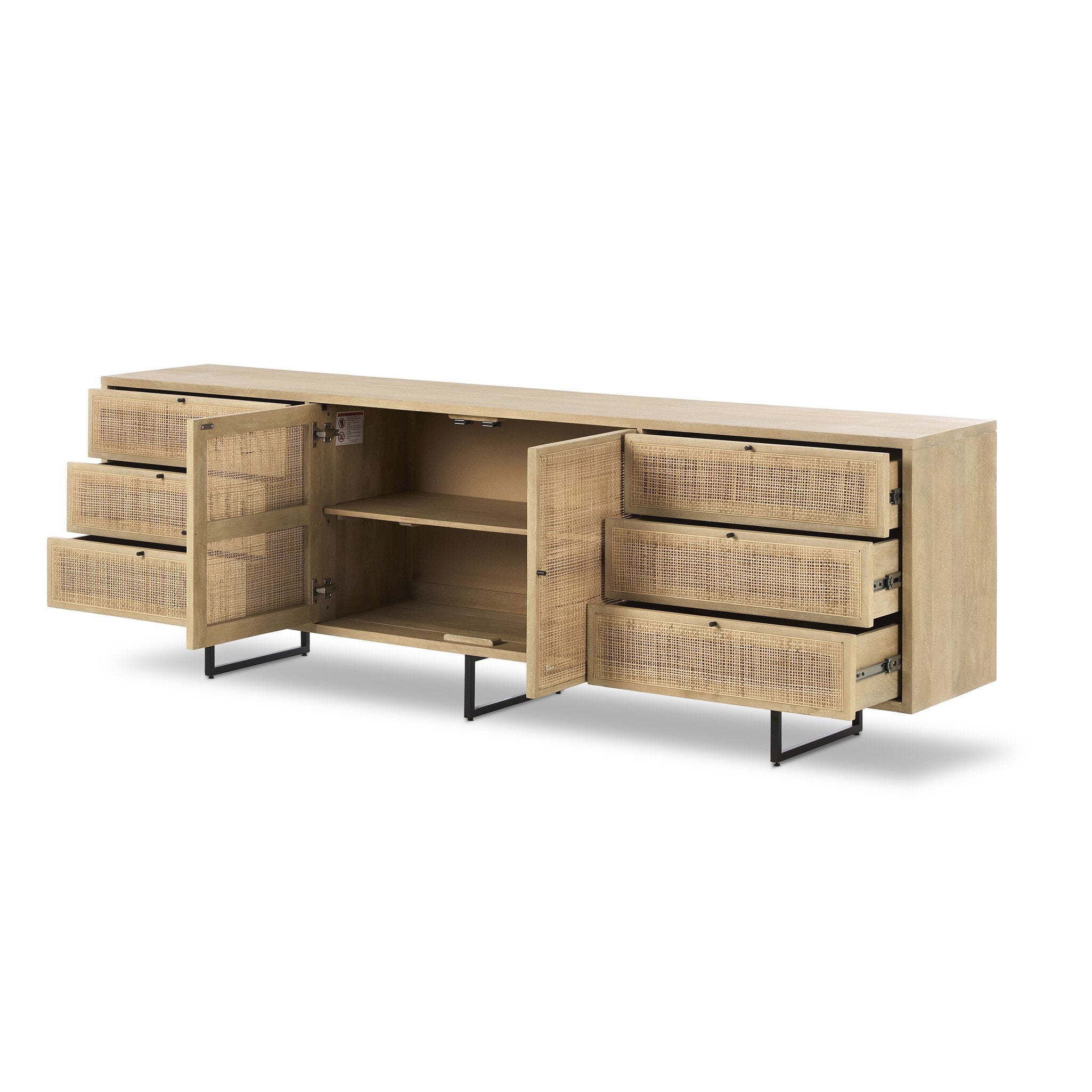 Carmel Sideboard 96" - Natural Cane
