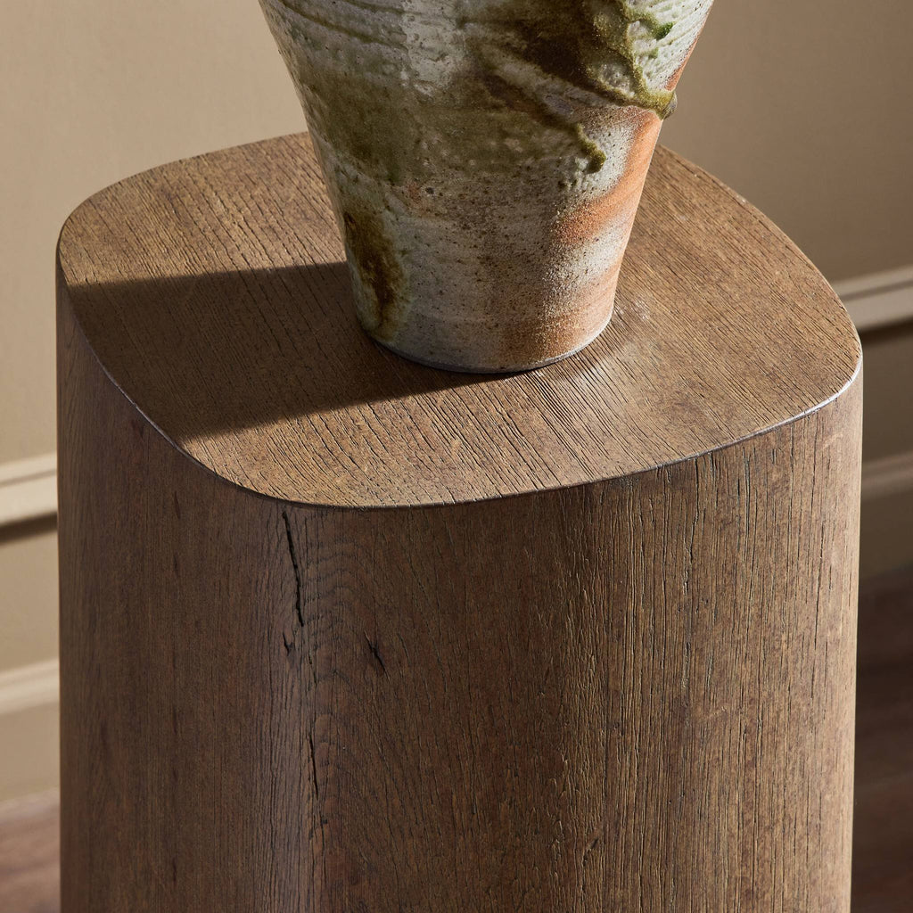 Tycho Pedestal - Brown Oak Veneer | 30"