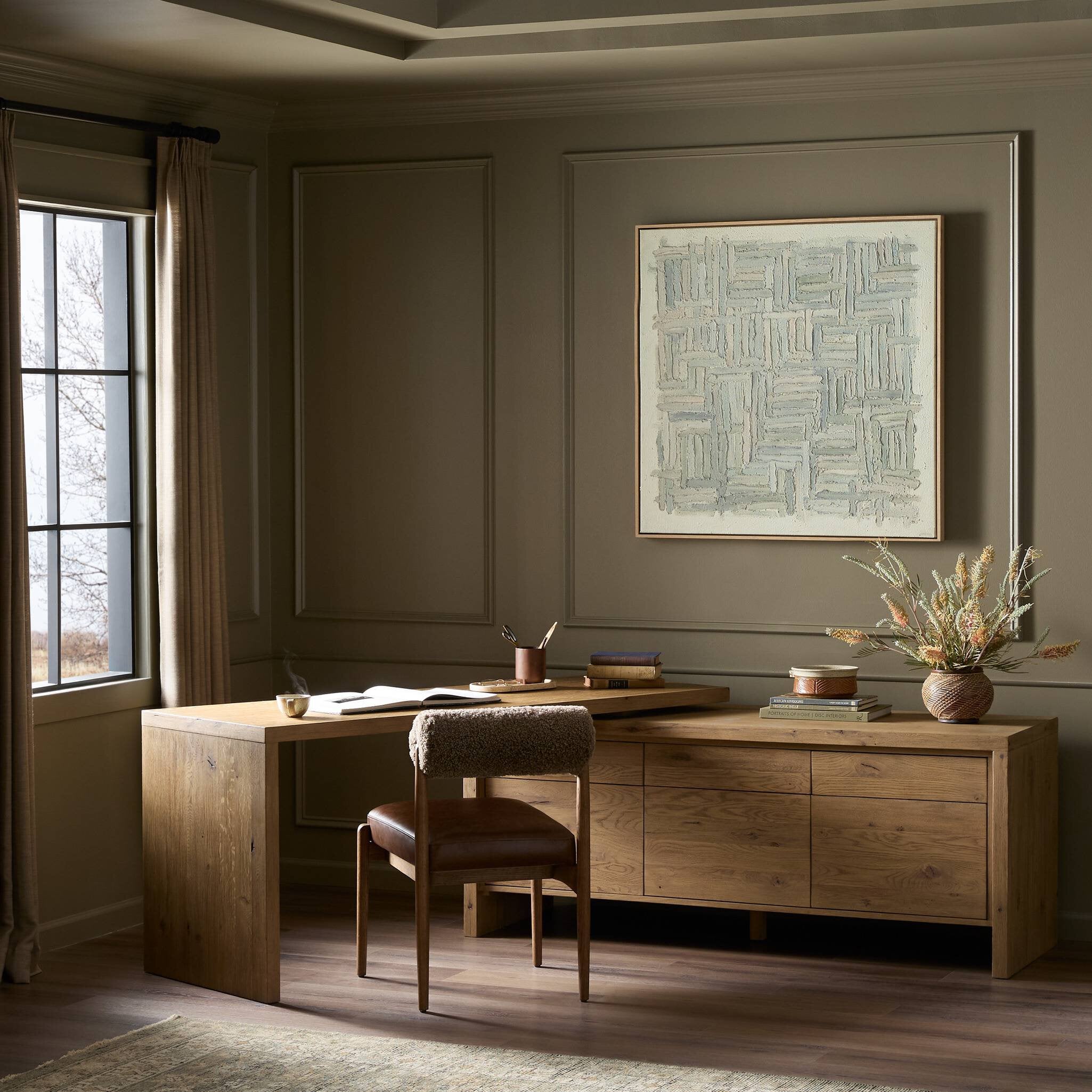 Noah Rotating Desk - Aged Smoked Oak Resawn