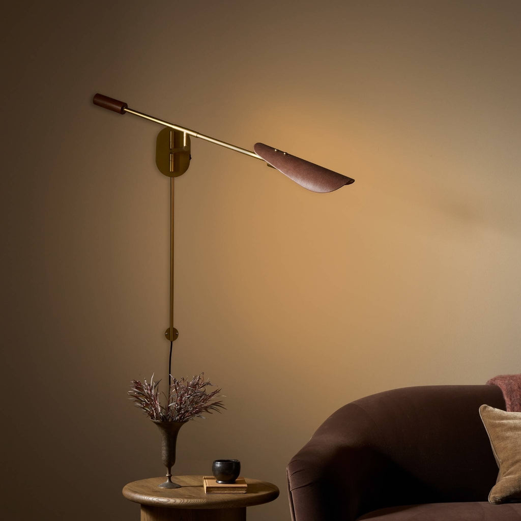 Astrid Sconce - Antique Brass | Dark Brown Leather