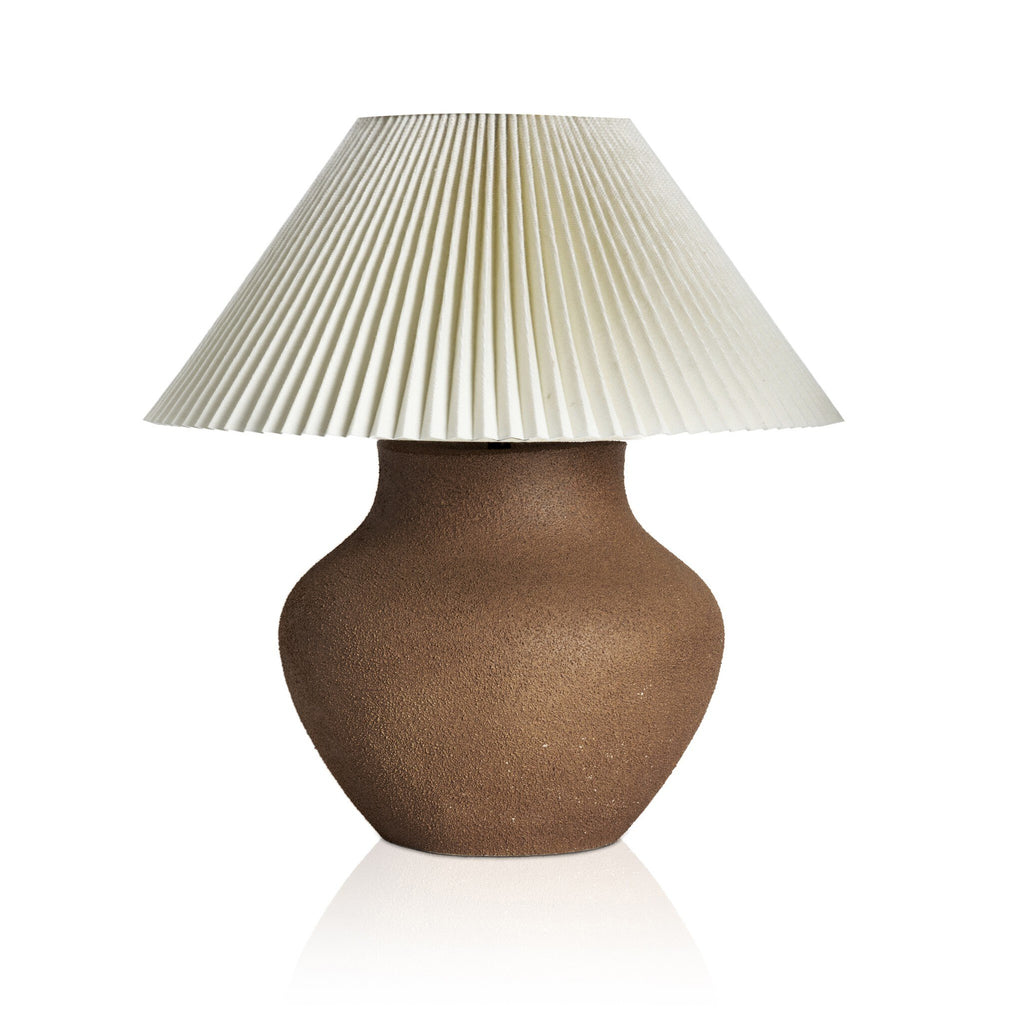 Parma Table Lamp - Textured Dark Sand Porcelain | Pleated Shade