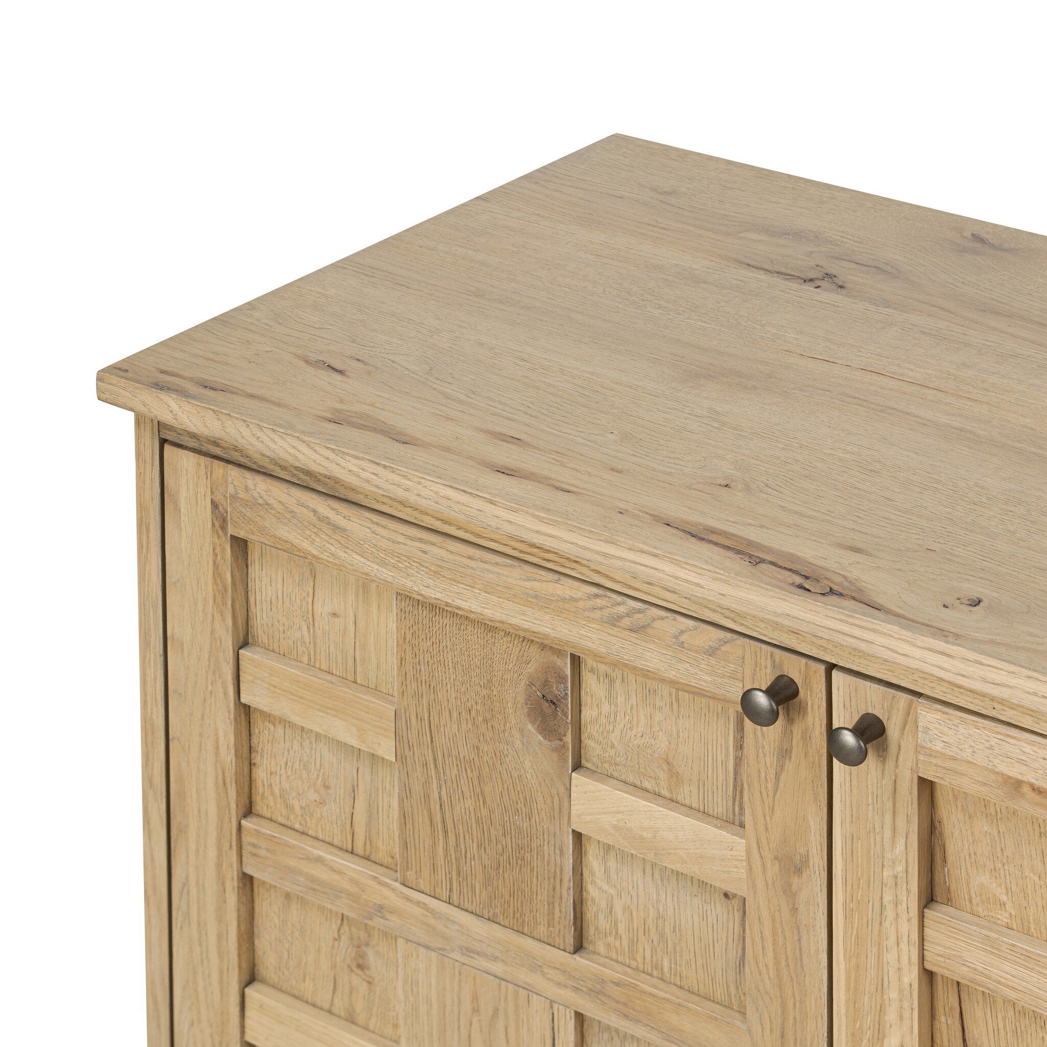 Alessio Media Console - Aged Natural Oak Veneer