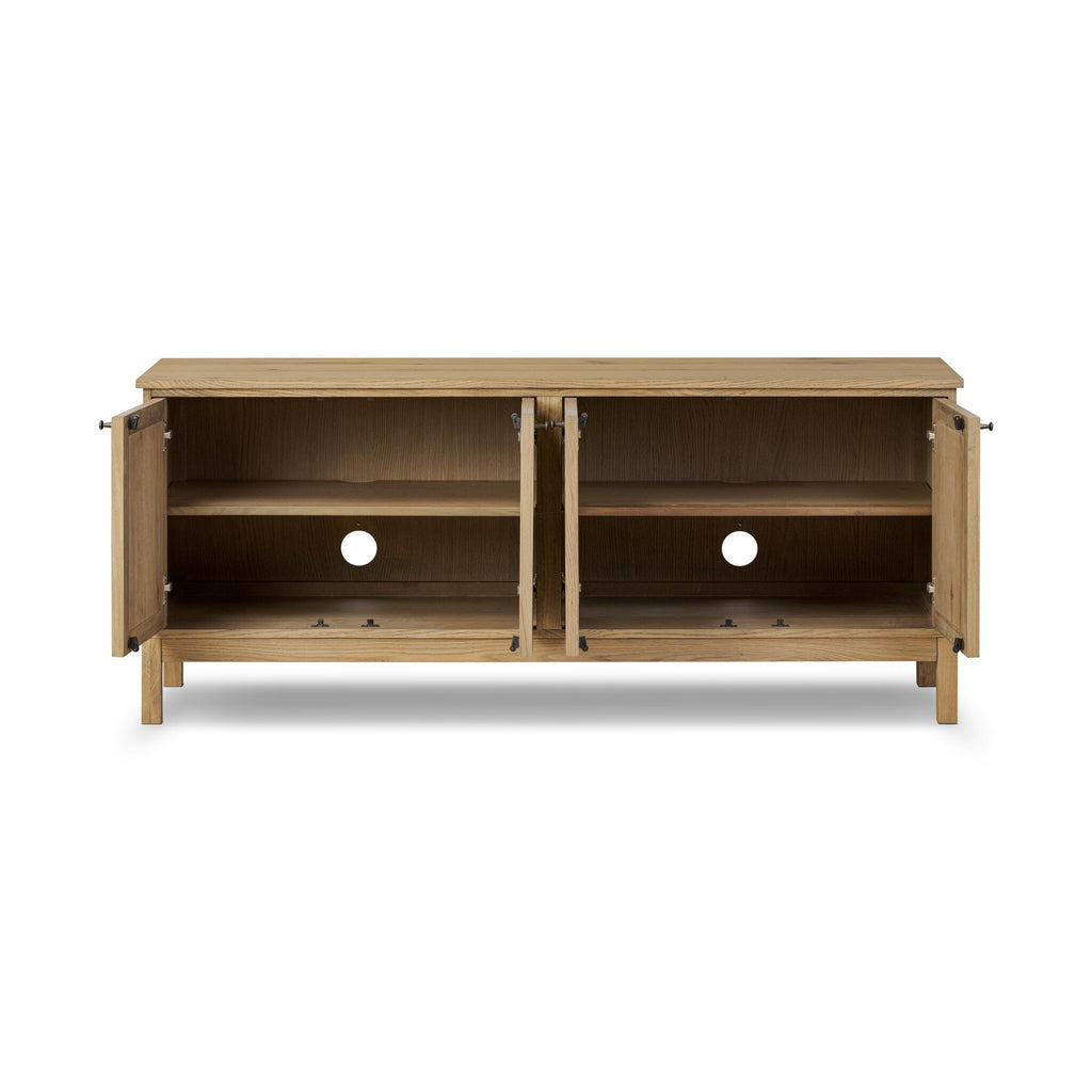Alessio Media Console - Aged Natural Oak Veneer