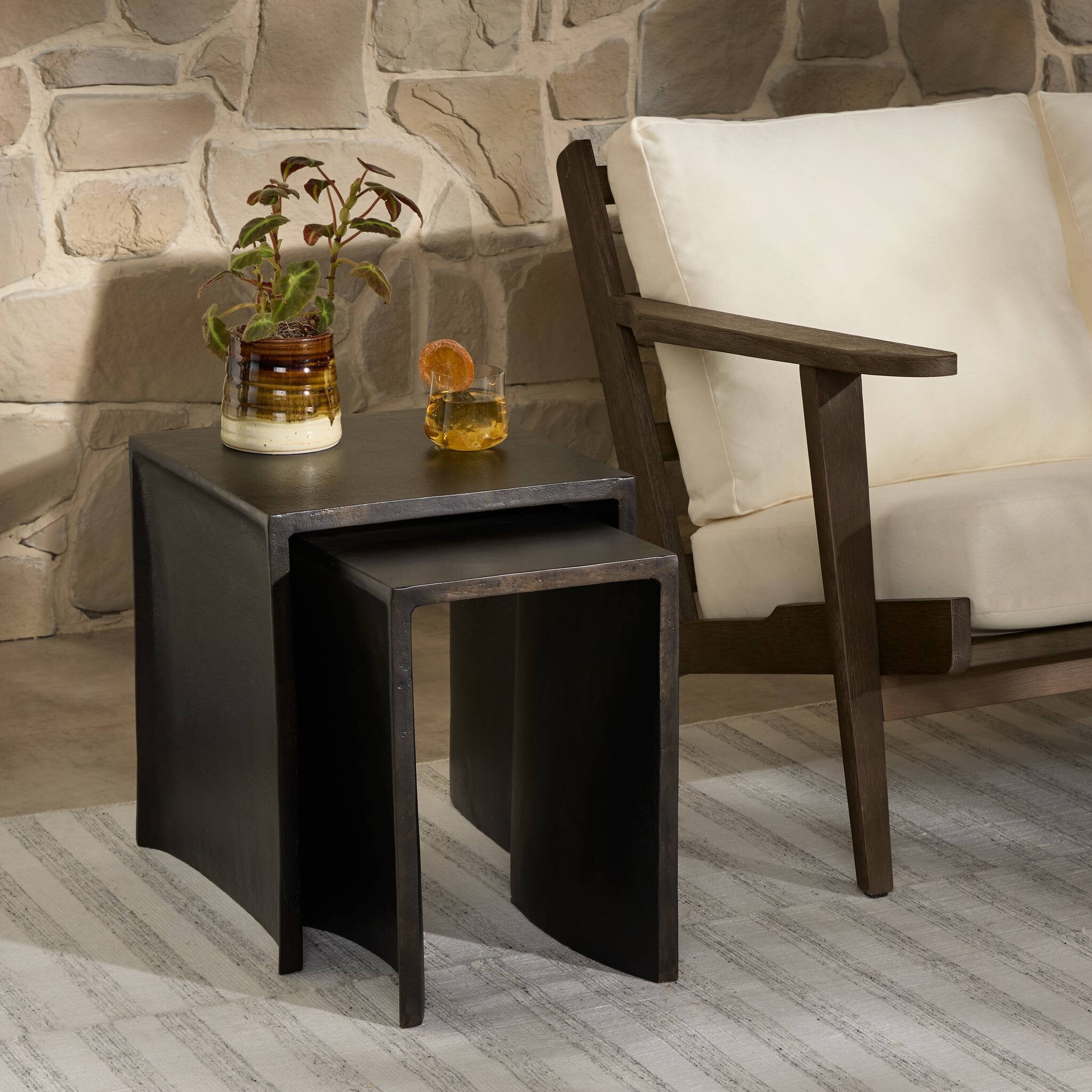 Sonya Outdoor End Table - Distressed Bronze